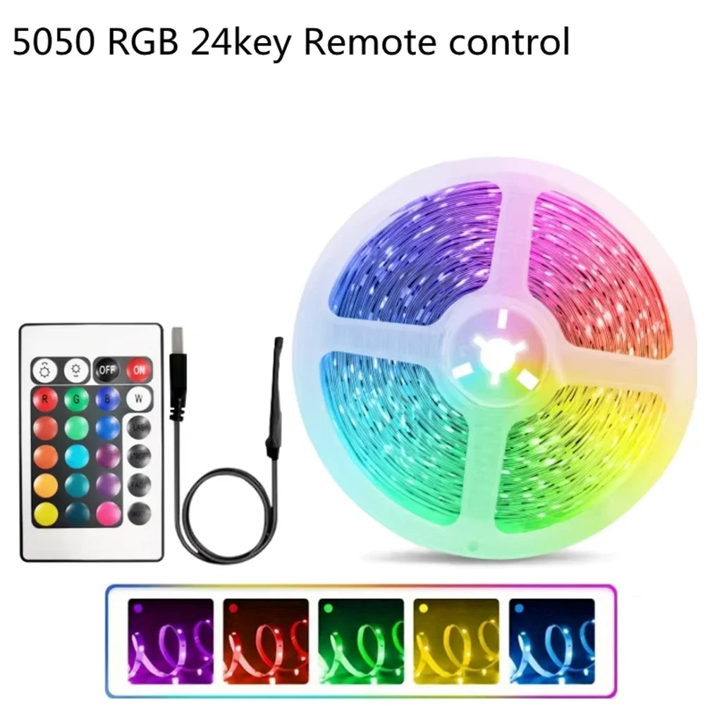 RUNTOIN RGB LED Strip Light | Music Sync & 24-Key Remote USB