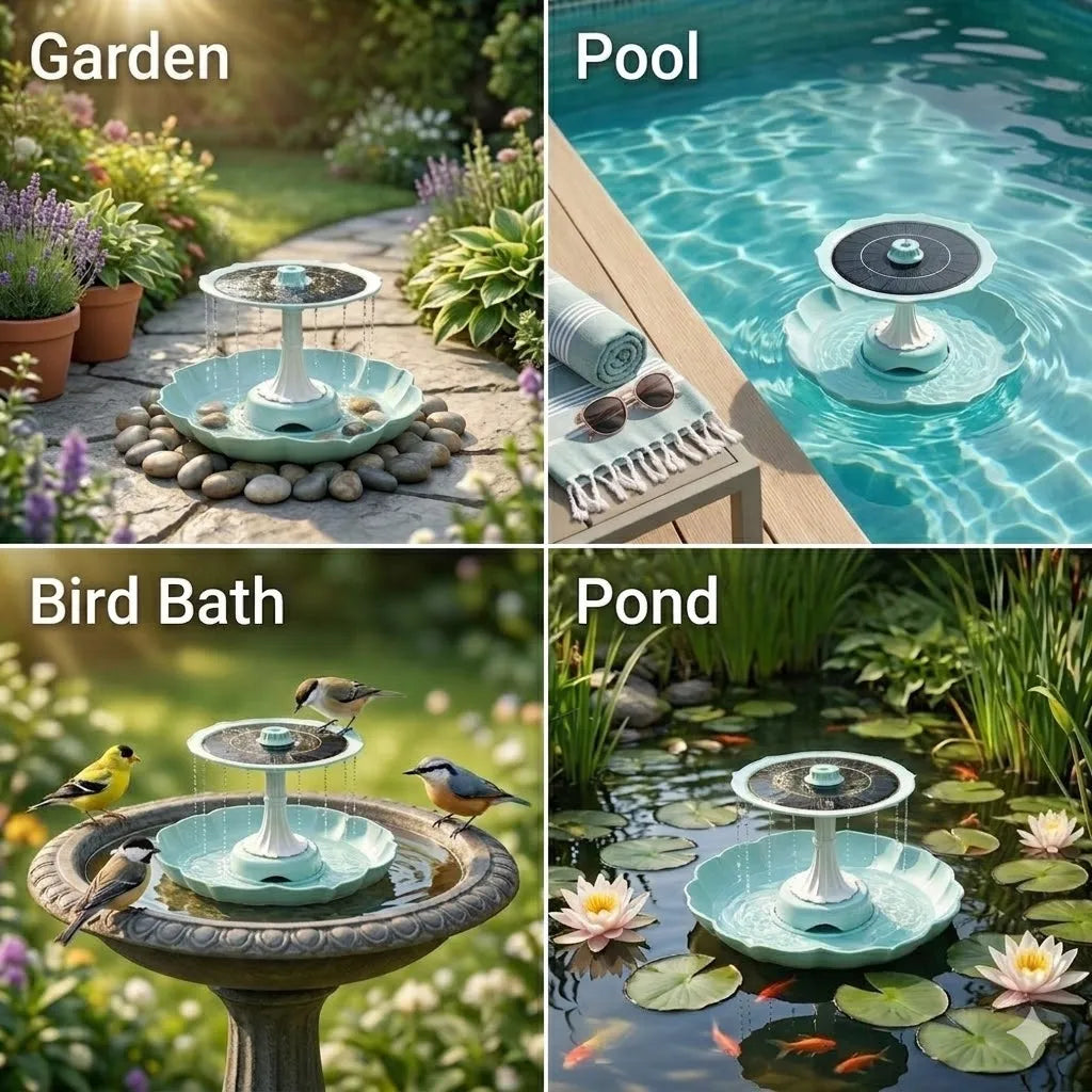 2.8W Solar Fountain Dual-Tier Bird Bath & Garden Feeder
