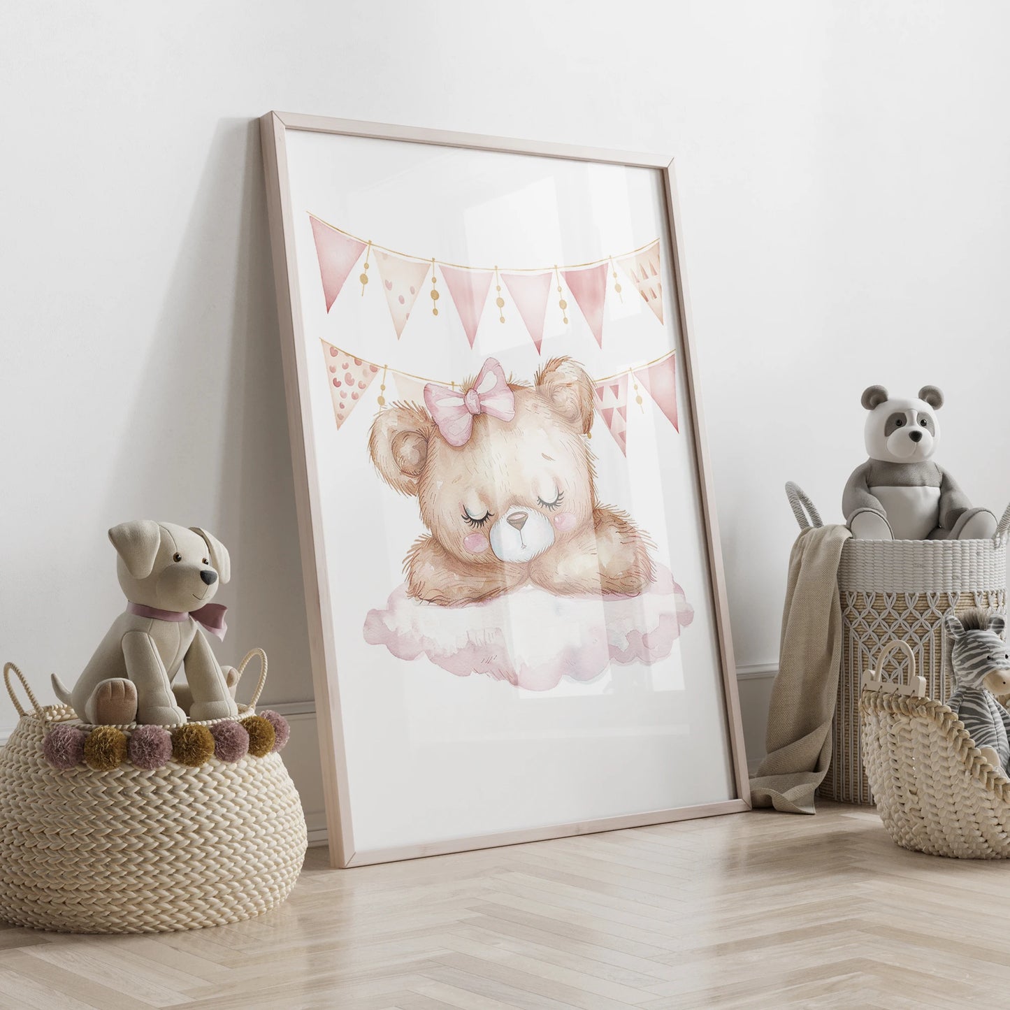 Pink Dream Bear Carousel Tent Swing Wall Art Prints Canvas Painting Poster Picture For Living Bedroom Kids Room Home Decor Peaceful Pleasures Health and Wellness G2502-3 21x30cm No Frame