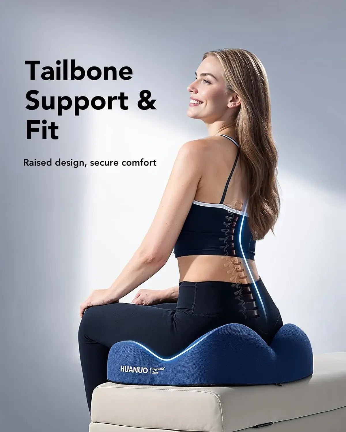 Ergonomic Memory Foam Cooling Gel Seat Cushion for Office Chair, Car, Home - Hip Support & Pressure Relief Peaceful Pleasures Health and Wellness