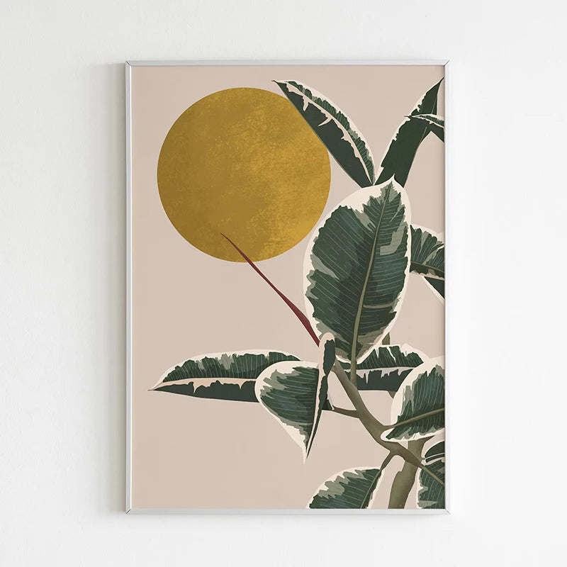 Tropical Boho Green Leaves Botanical Canvas Wall Art Print Botanical Canvas Print Peaceful Pleasures Health and Wellness ZLH8600 40x60cm Unframed