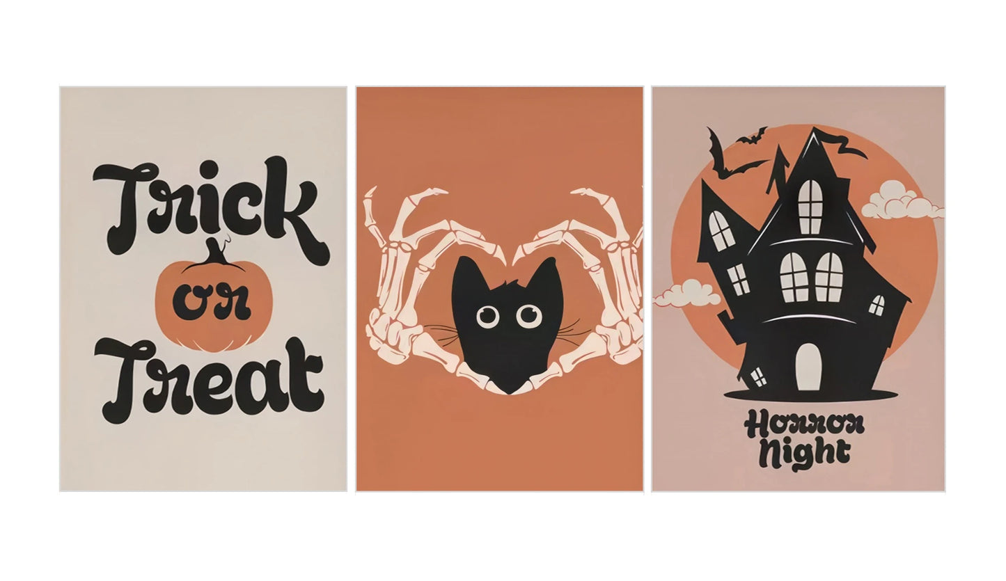 Ghost Cats Jack-o-Lanterns Halloween Canvas Wall Art Print