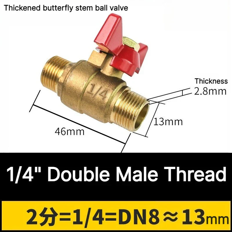 Brass Butterfly Handle Ball Valve 1/4"–3/4" Female Thread Shut-Off