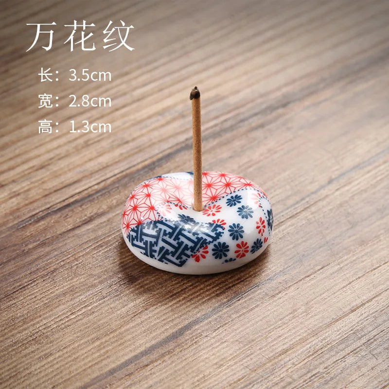 Cherry Blossom Incense Burner Home Ceramic Decor Stick Holder Aromatherapy Censer Office Teahouse Ornament Home Decor 방향제 Peaceful Pleasures Health and Wellness red blue