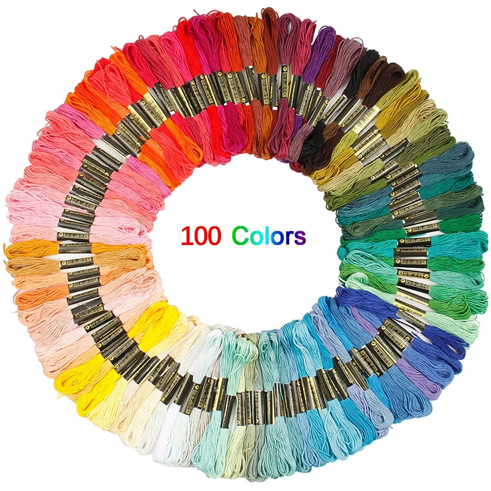 Mixed Embroidery Thread Floss Kit – 100/200/447 Cotton Skeins