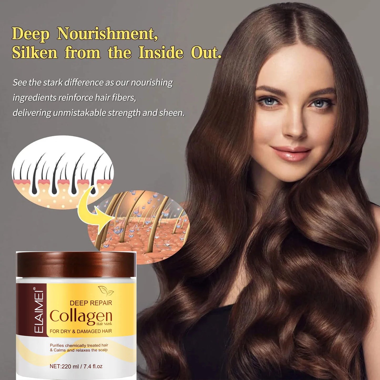 50ml Power Oil And 220ml Hair Mask Prevent Dryness Split Ends Repair Damage Frizz Tangles 5 Seconds Soft Smooth Care Peaceful Pleasures Health and Wellness