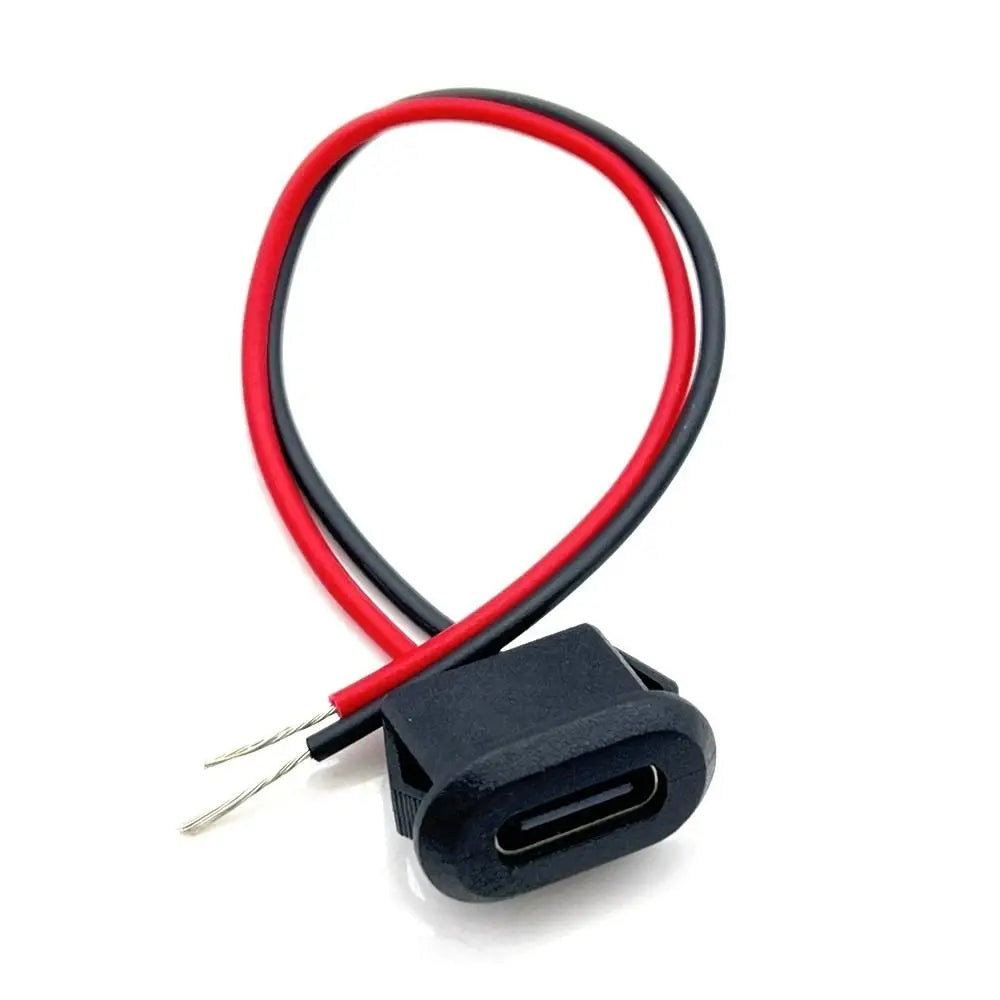 5Pcs Female Base Type-C Base With Welding Wire Female Socket Charging Interface USB-C Type USB-C Connector 2 Pin Connector Peaceful Pleasures Health and Wellness black