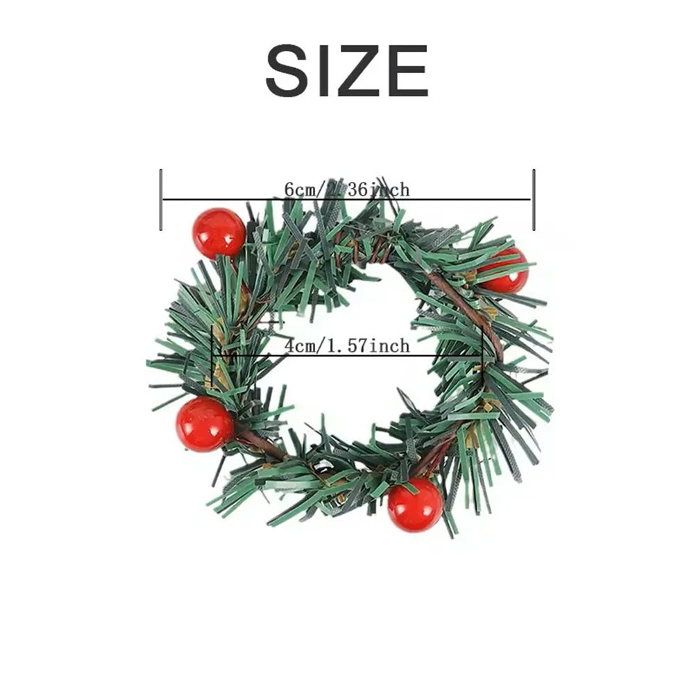 6-Pack Red Fruit Pine Needle Napkin Rings | Holiday Table Decor