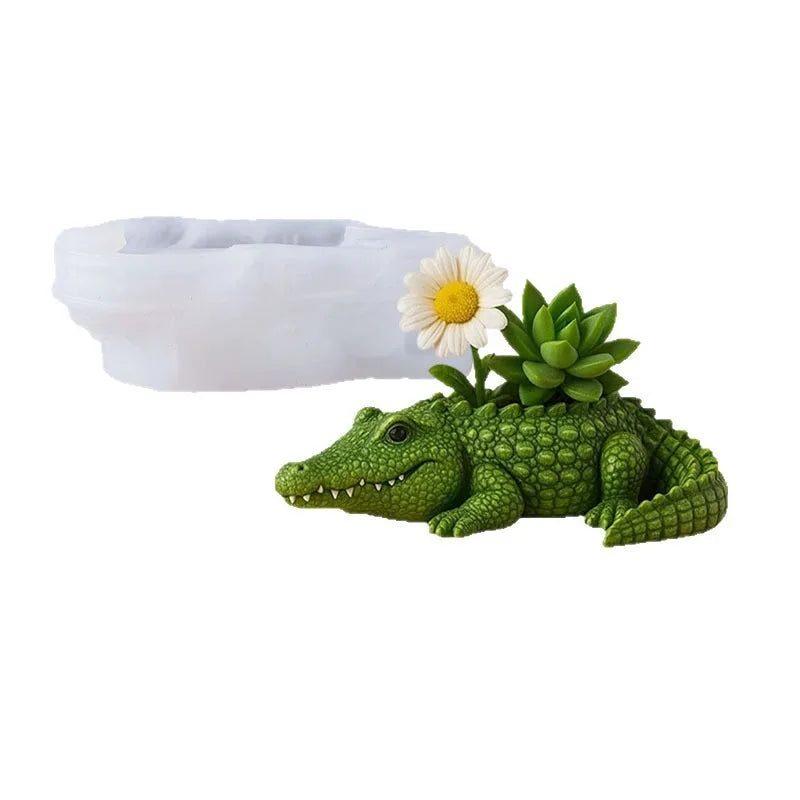 3D Crocodile Silicone Mold – DIY Gypsum, Resin & Planter