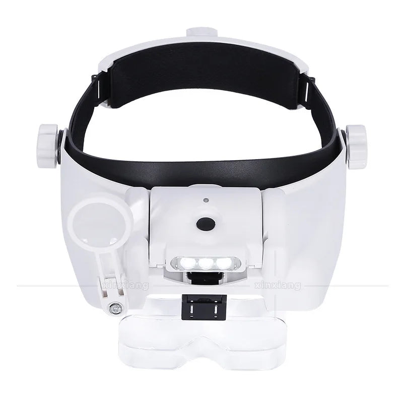 Headband Magnifier Illuminated Rechargeable Repair Solder Magnify Glasses Interchangeable Lens Third Hand Loupe for Solder Peaceful Pleasures Health and Wellness