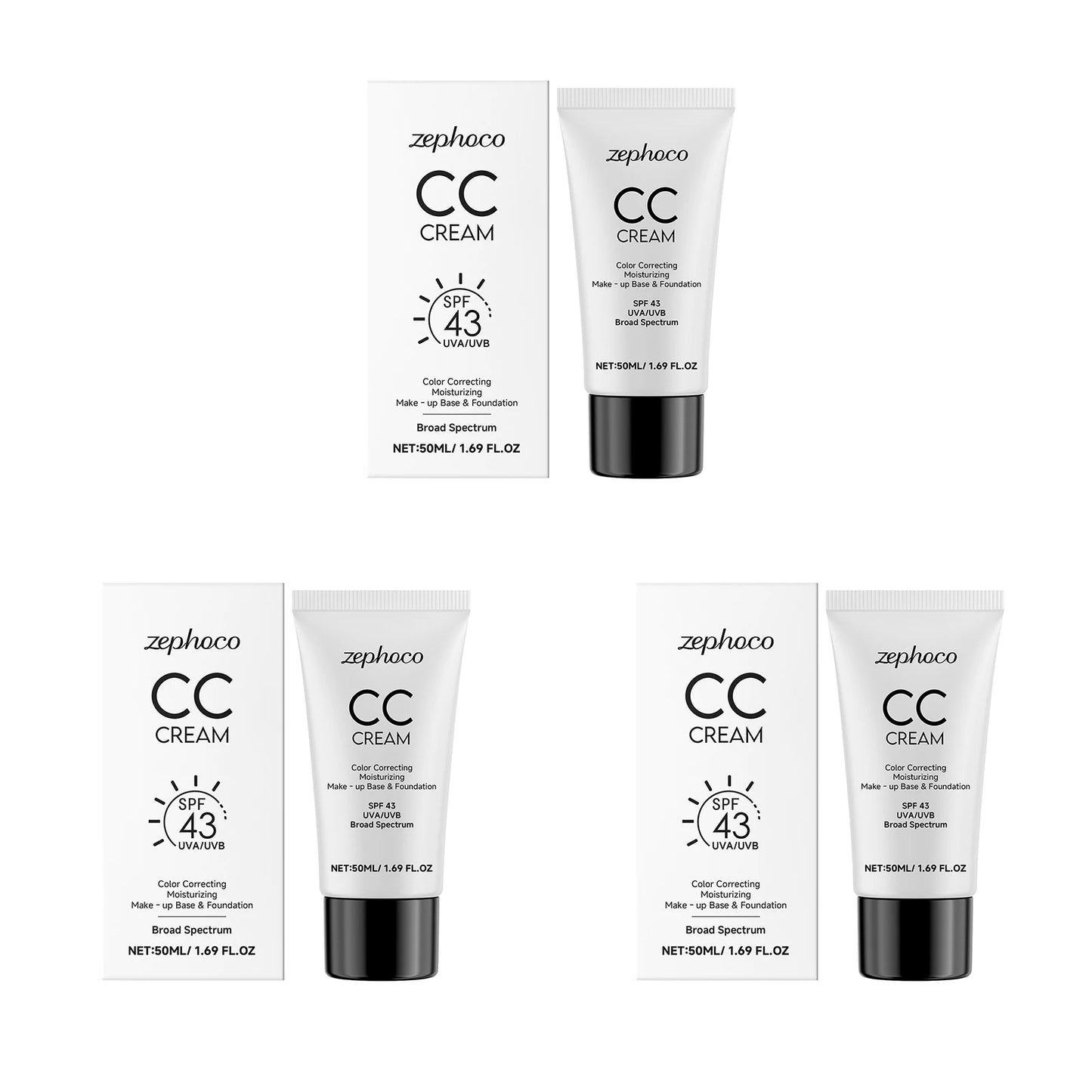 Sunscreen CC Cream Moisturizing Foundation Concealer UV Protection Even Skin Tone Lightweight Coverage Brighten Face Base Makeup Peaceful Pleasures Health and Wellness 150ml boxed
