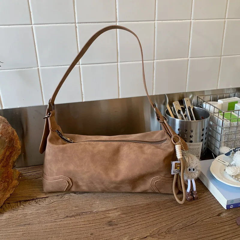 New Versatile Vintage Niche Texture Armpit Bag New Autumn Women Motorcycle Bag Minimalist Shoulder Bags Casual Commuter Handbag Peaceful Pleasures Health and Wellness Khkai No pendant