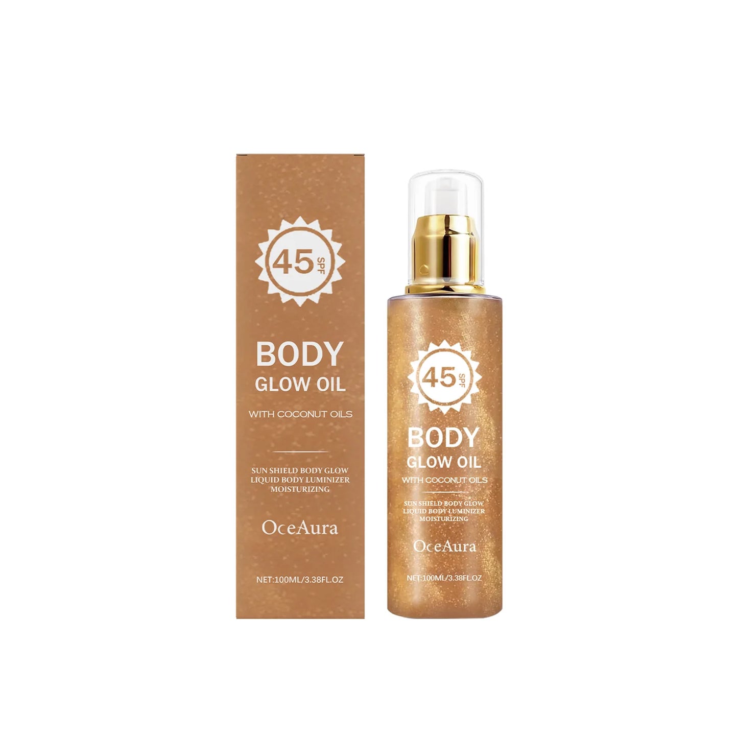 OceAura Coconut Body Shimmer Oil – Glow, Hydrate & SPF Protection
