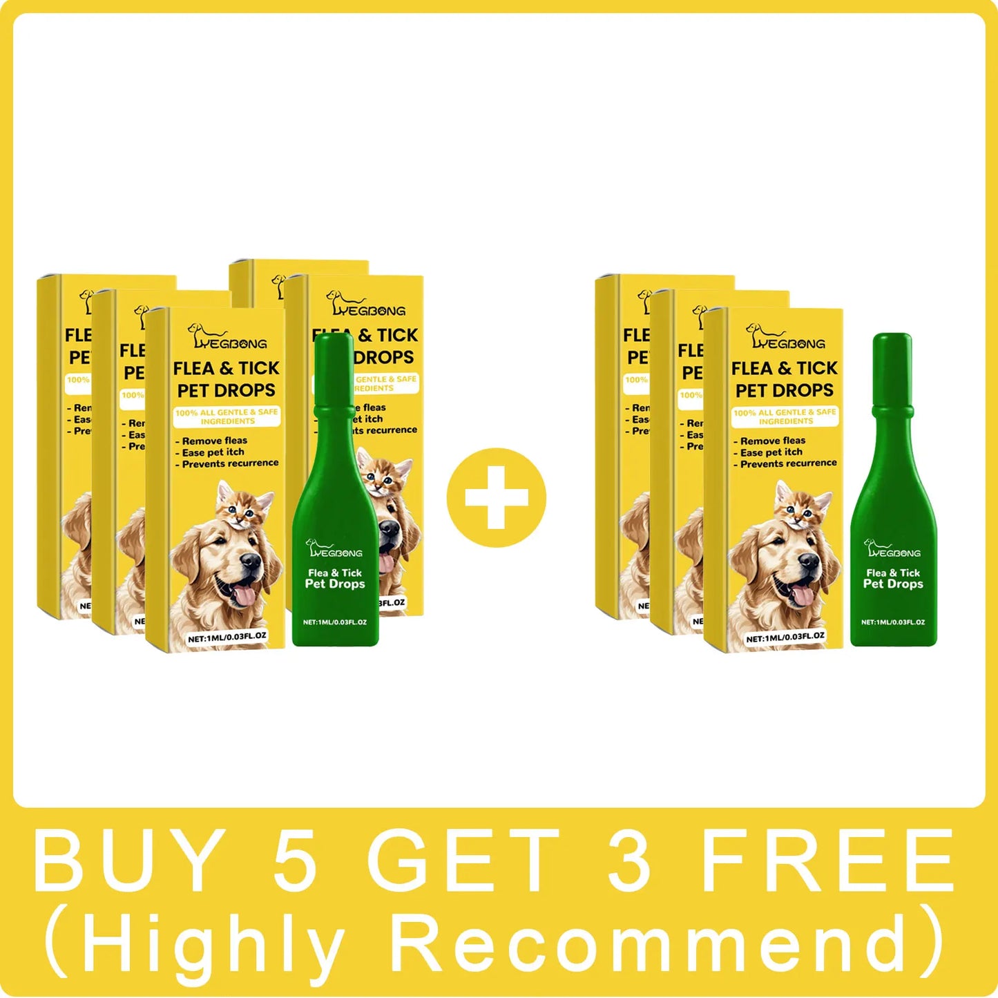 Yegbong Flea Tick Mite Repellent Drops for Dogs & Cats