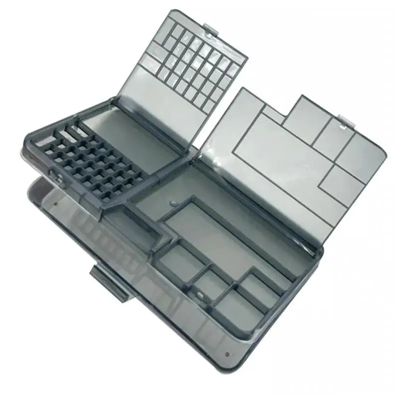 Double Layer Electronic Parts Storage Box | Multi-Grid Organizer