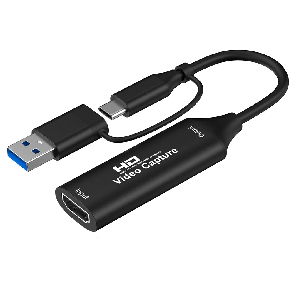 4K HDMI Capture Card USB-A/USB-C for OBS, PS4, Xbox, Switch Peaceful Pleasures Health and Wellness black