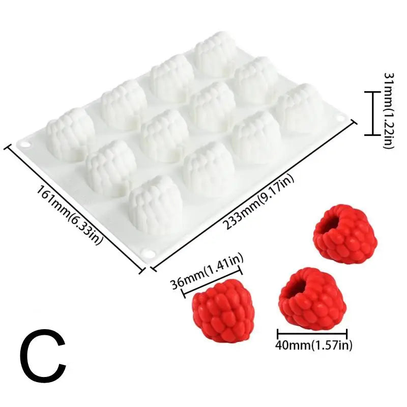 6-Cavity Silicone Raspberry Mold – Non-Stick Baking & Jelly Mold Silicone Baking Mold Peaceful Pleasures Health and Wellness C