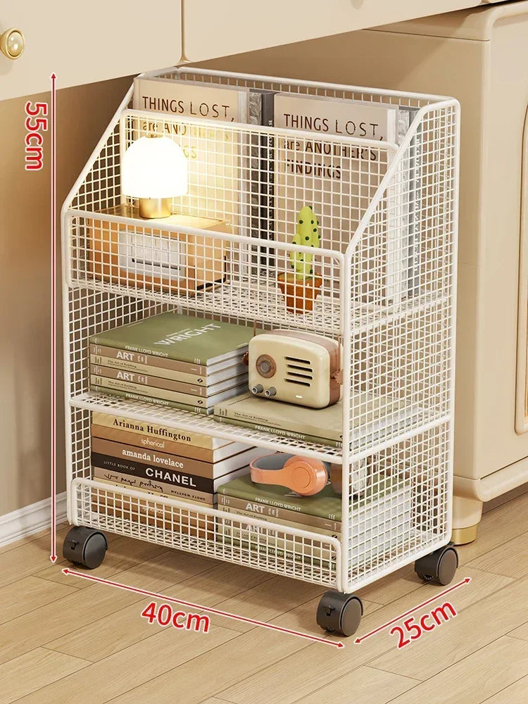 1/2Pcs 3 Levels Mesh Metal File Crate Organizer With Wheels Layered File Cart Storage Cart Bookdesk Side Folders Storage Crate Peaceful Pleasures Health and Wellness white 3 layers