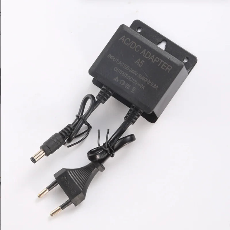 12V2A Power Supply Dedicated Plug Ball Machine Outdoor Waterproof and Dustproof Display Screen Monitoring DC 24W Power Adapter Peaceful Pleasures Health and Wellness Black EU Plug