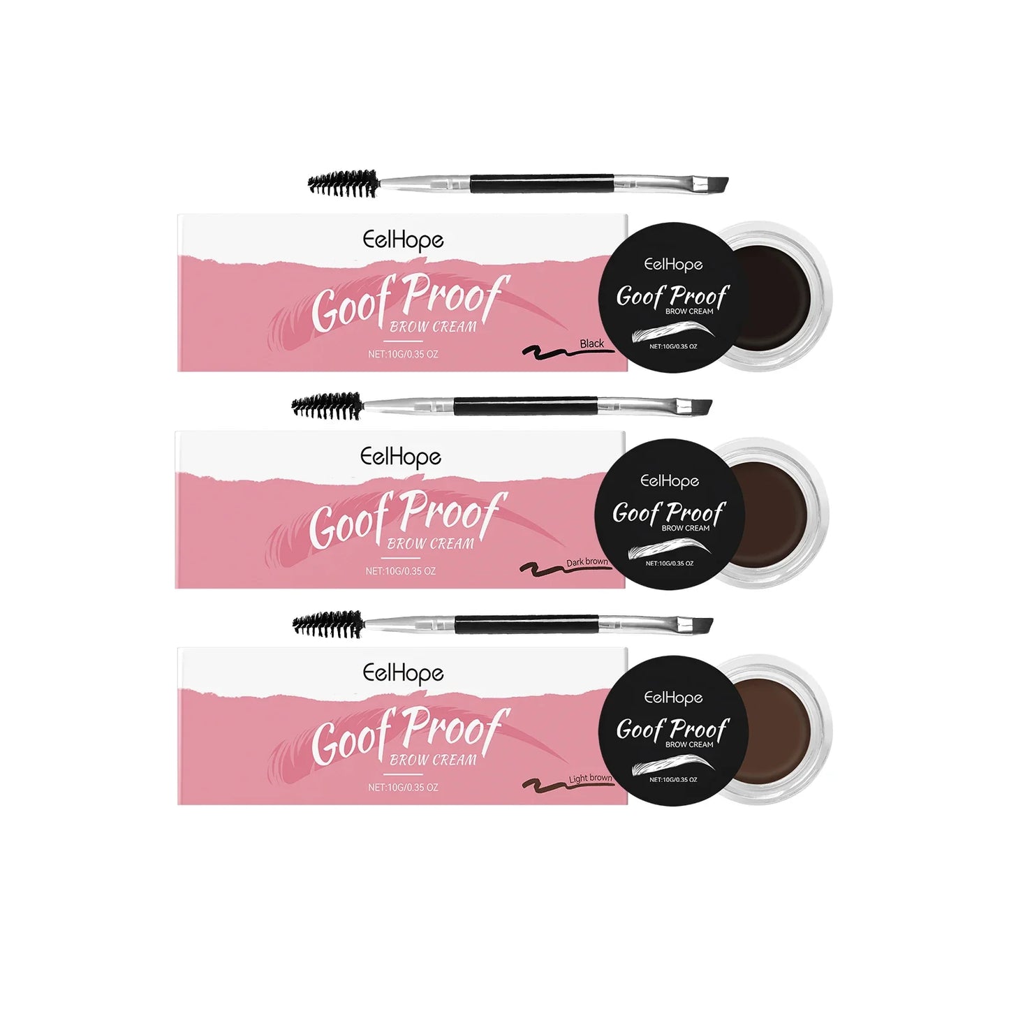 Eelhope Waterproof Eyebrow Tint Cream & Double-Ended Brush
