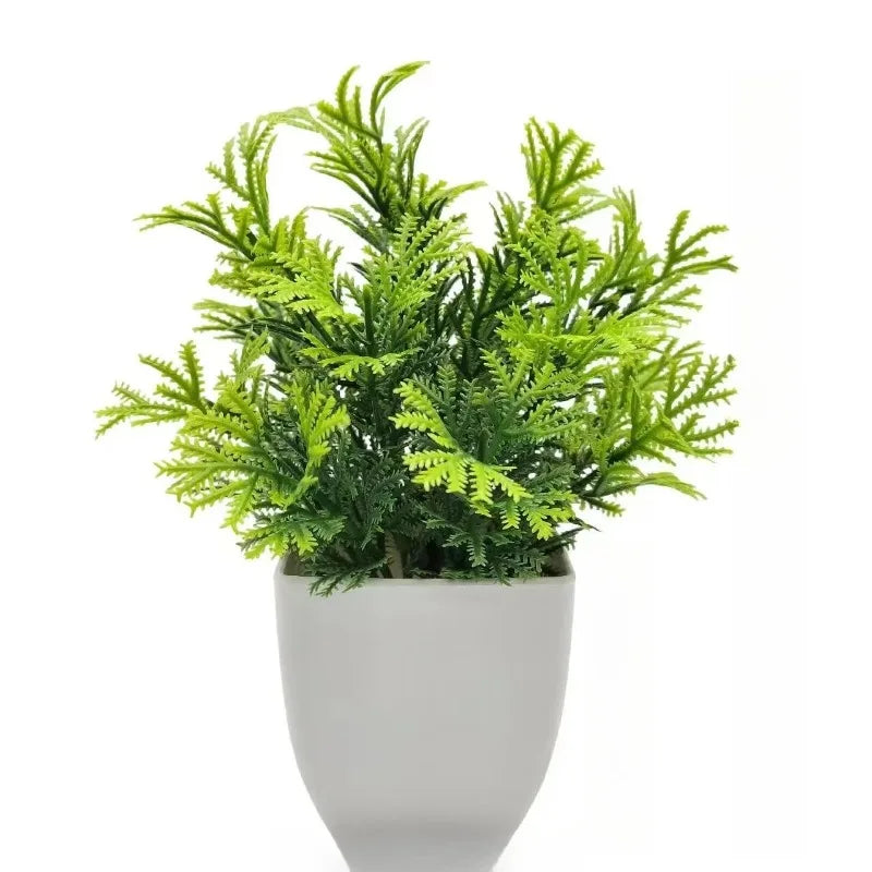 1PC Artificial Plant with Plastic Pot Fake Greenery for Home Office Desk Living Room Bedroom Decor No Maintenance Required Peaceful Pleasures Health and Wellness 1pc Pine needle