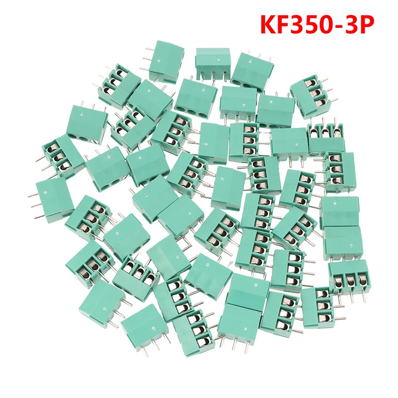 New 50pcs Kf350-2p 3p 3.5mm 300v 10A Pitch 2 3 Pin Spliceable Plug-in PCB Screw Terminal Block Connector FOR 24-18 AWG CABLE Peaceful Pleasures Health and Wellness A2