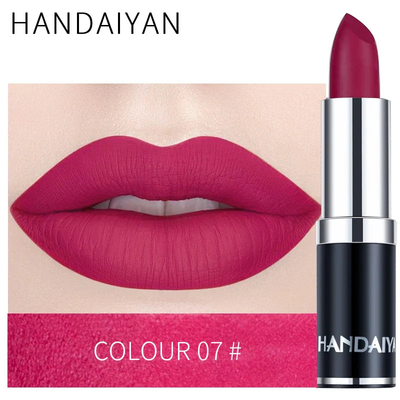 Handaiyan 12-Color Matte Velvet Lipstick – Long-Lasting Coverage