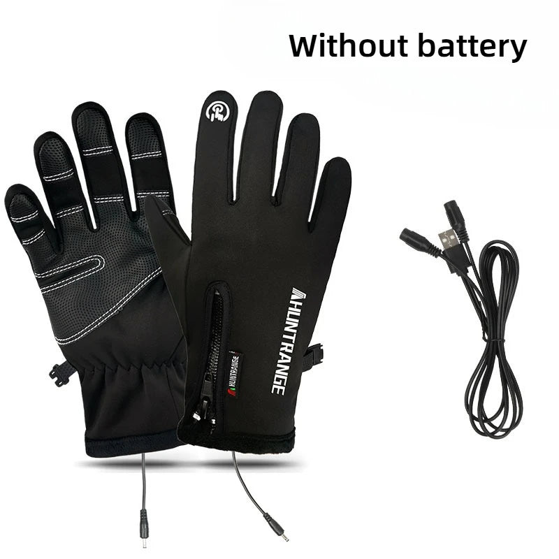 USB Electric Heated Gloves Winter Outdoor Sports Skiing Warm Gloves Waterproof Anti-Slip Motorcycle Cycling Gloves Touch Screen Peaceful Pleasures Health and Wellness Black-B M