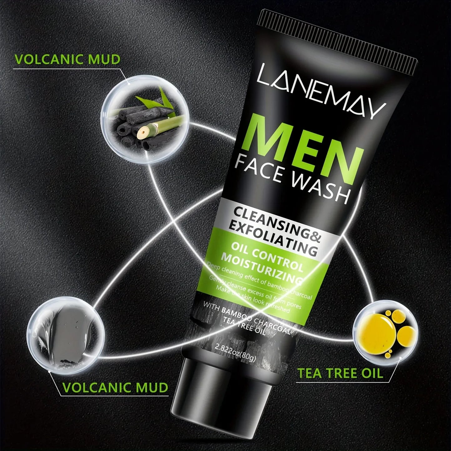 Lanemay Men's Volcanic Mud Face Wash – Oil Control & Cleanse