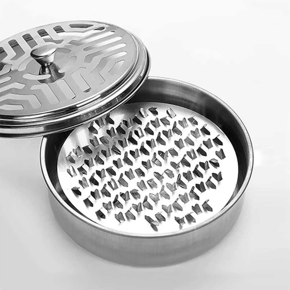 Mosquito Coils Holder Stainless Steel Mosquito Easy To Clean Anti-Mosquito Supplies Coil Box with Cover Round Mosquito Coil Tray Peaceful Pleasures Health and Wellness B