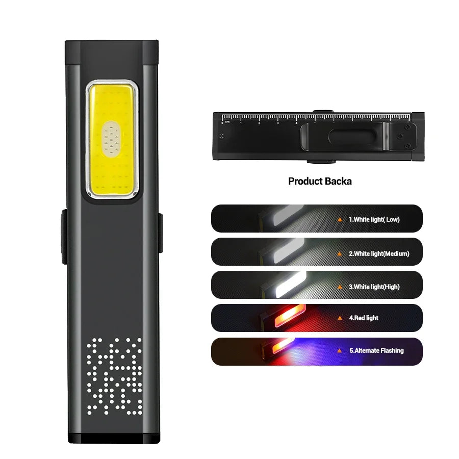 ZHIYU Rechargeable Pocket Flashlight 800LM COB 6 Modes USB-C