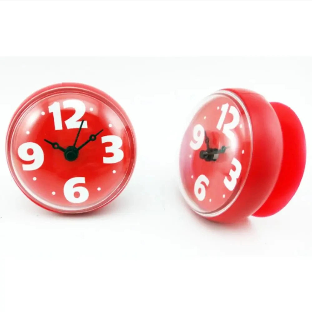 Waterproof Wall Clock With Silicone Suction Cup For Bathroom Shower Peaceful Pleasures Health and Wellness Red