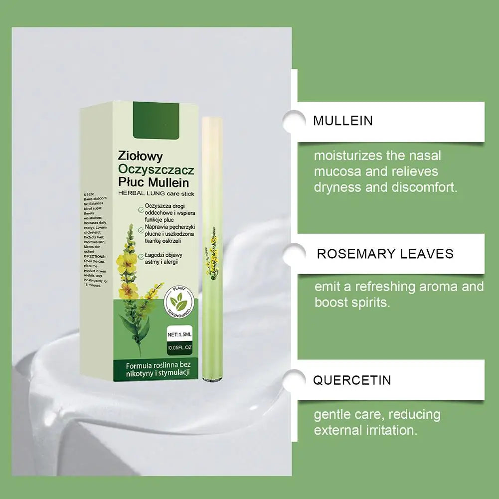 Herbal Diffuser Pen with Extracts of Mullein Mints Rosemary Natural for Lung Cleansing Clear Breathing Improvement Peaceful Pleasures Health and Wellness