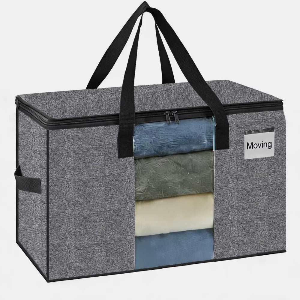 Visible Window Wardrobe Storage Bag, Moisture-proof Cotton Quilt Storage And Finishing Bag, Clothing Moving Bag Peaceful Pleasures Health and Wellness Gray