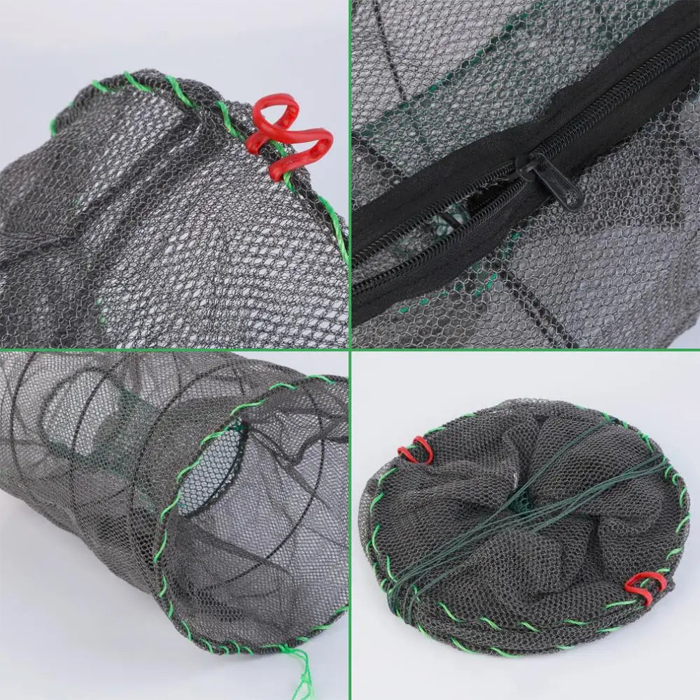 1pcs Telescopic Foldable Steel Wire Nylon Fishing Net Crayfish Crab Trap Shrimp Lobster Cage Collapsible Portable Fold Network Peaceful Pleasures Health and Wellness