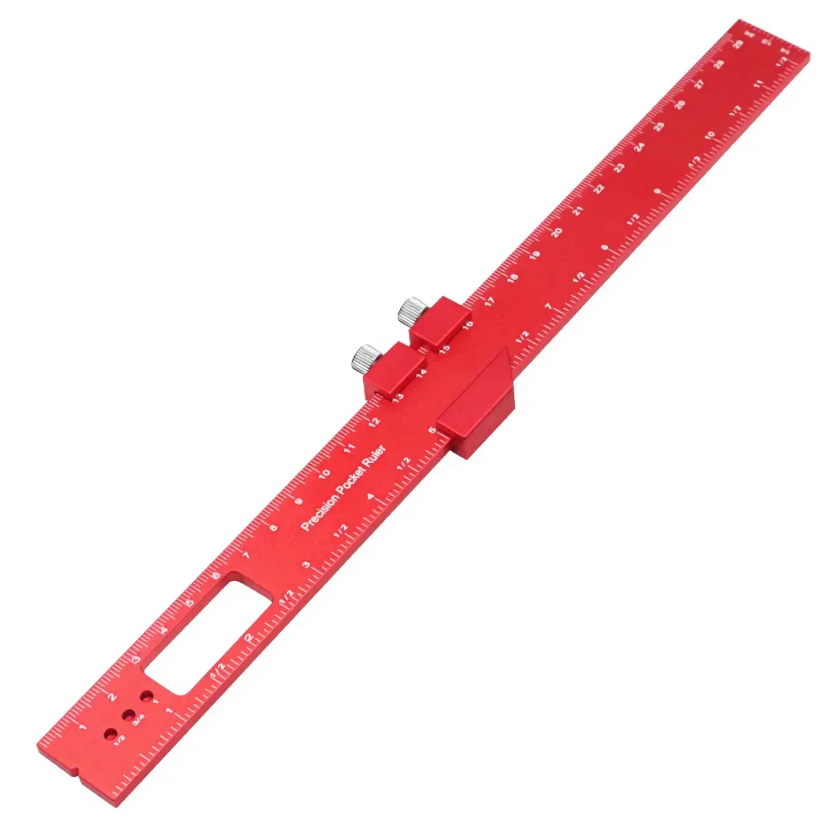 Aluminum Precision Pocket Ruler T-Track Slide Stop Inch & Metric
