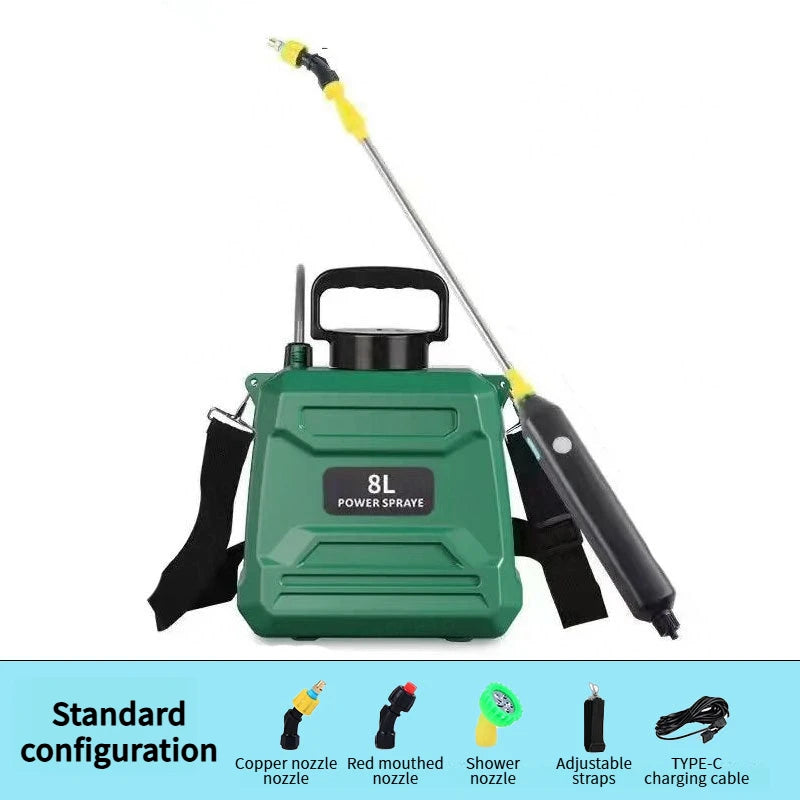 High-Pressure Agricultural Sprayer Lithium Battery 8L Backpack Pesticide Sprayer New Disinfection Irrigation Electric Sprayer Peaceful Pleasures Health and Wellness