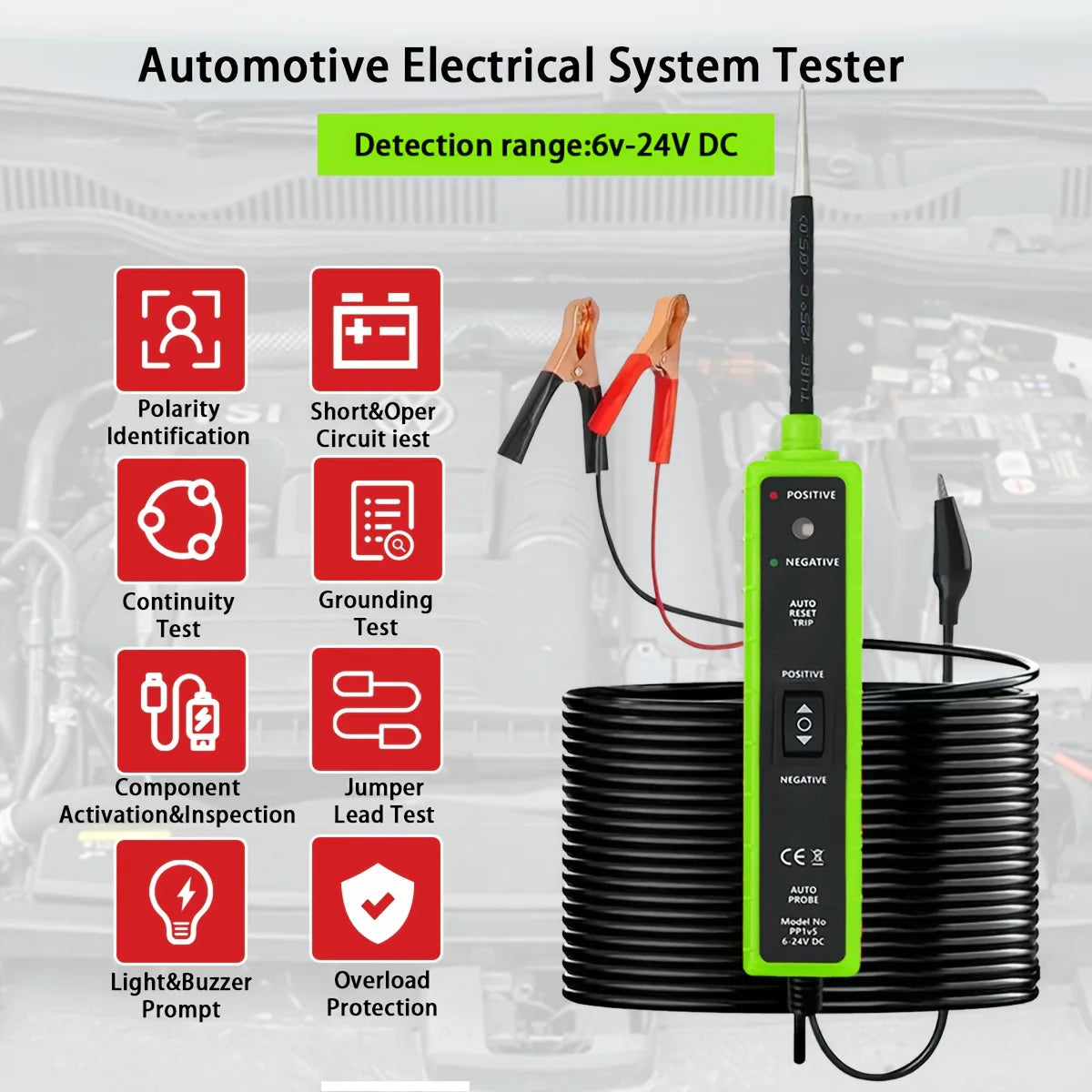 Automotive Circuit Tester – LED Display & Buzzer, No Battery Peaceful Pleasures Health and Wellness