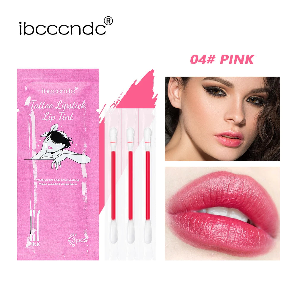 New Cotton Swab Lip Gloss Tattoo Lipstick Velvety Waterproof Matte Lip Gloss Portable Lip gloss Women Use Of Vacation Tourism Peaceful Pleasures Health and Wellness 04 pink