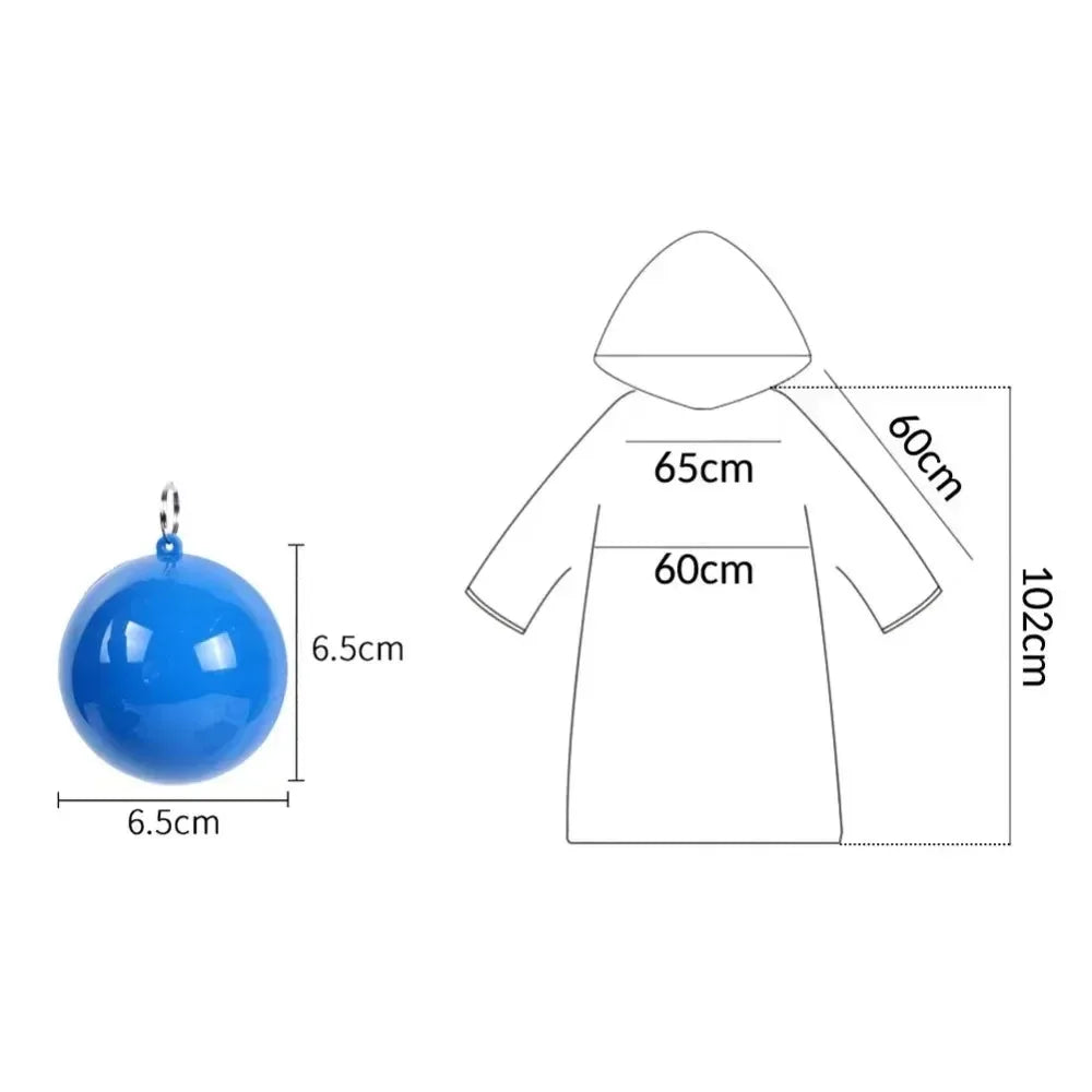 New Portable Disposable Raincoat Keychain Compression Ball Pocket Ball Outdoor Adult Travel Hangable Poncho Camping Gear Peaceful Pleasures Health and Wellness
