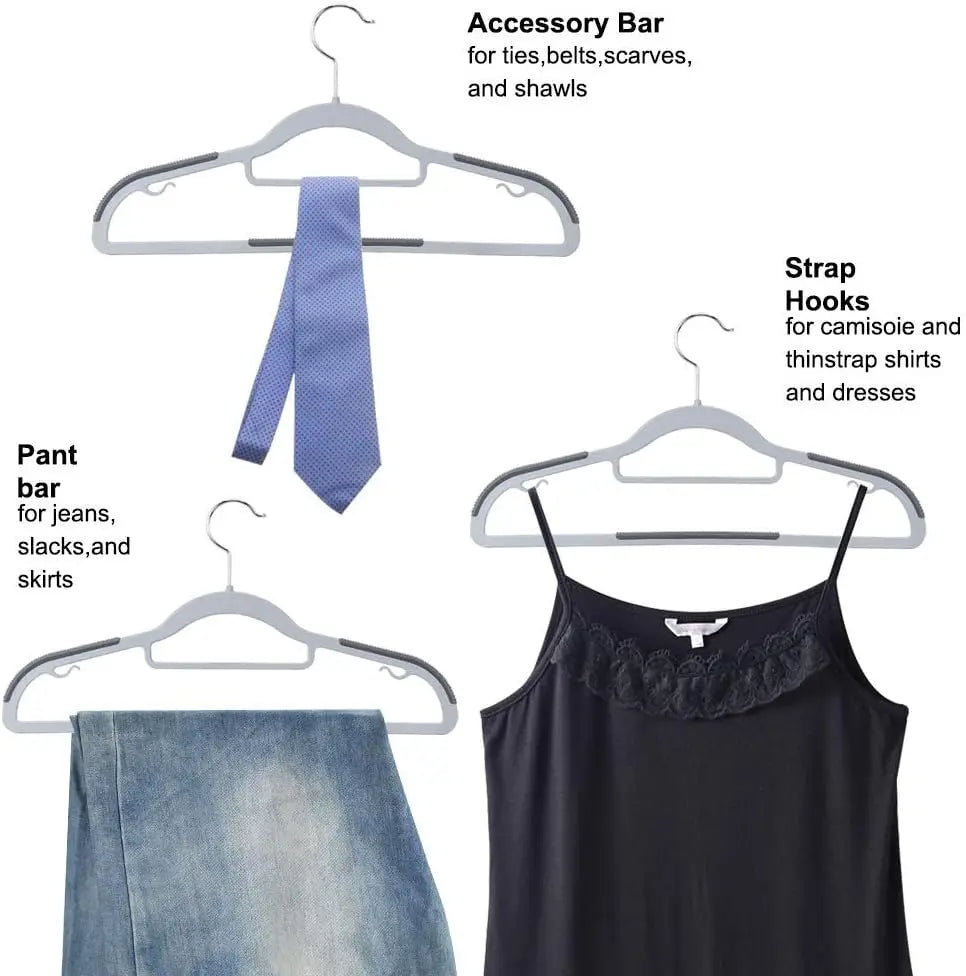 Space-Saving Non-Slip Slim Clothes Hangers | 360° Swivel Hook