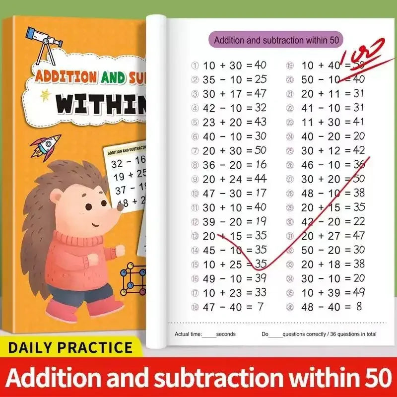 Addition Subtraction Arithmetic Exercise Book Quick Calculation Math
