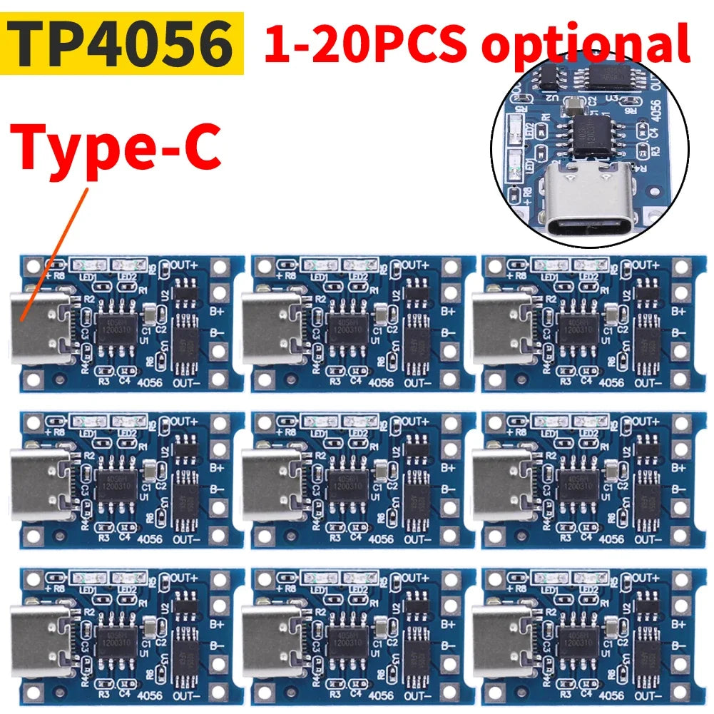 1-20PCS Type-c/Micro/Mini USB 5V 1A 18650 TP405~ Lithium Battery Charger Module Charging Board With Protection Dual Functions 1A Peaceful Pleasures Health and Wellness Type-C 20PCS