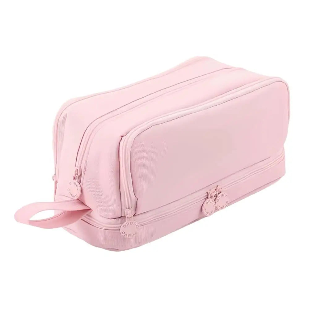 Solid Pencil Bag Make Up Bag High Capacity Pen Case Ruler Canvas Pouch School Supplies Gift Holder Storage 2 Layers Organizer Peaceful Pleasures Health and Wellness E