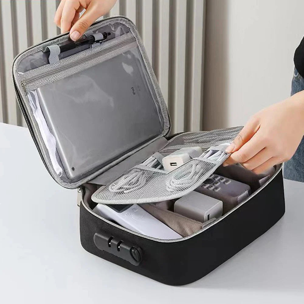 Oxford Travel Storage Bag with Password Lock | 3-Layer Organizer