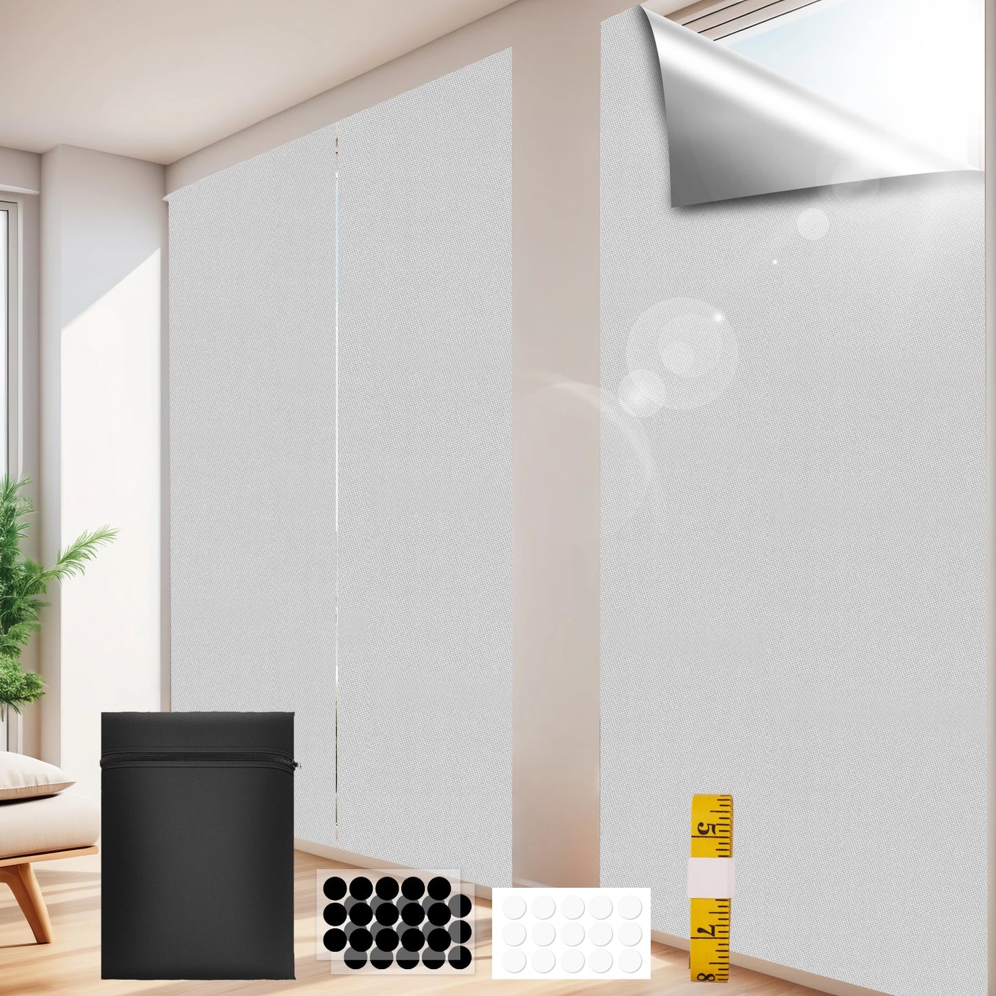 Portable Blackout Curtains Blinds for Windows 100% Window Shades Easy to Cut Fit for Bedroom Baby Room and TV Room Peaceful Pleasures Health and Wellness WHITE 150x100cm