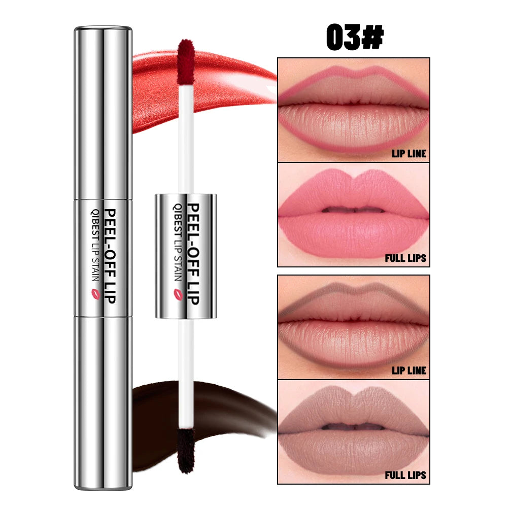 QIBEST Double Head Peel Off Lip Stain Long Lasting Waterproof Pink Lip Tint Transfer Proof Non-stick Cup Natural Lipgloss Makeup Peaceful Pleasures Health and Wellness 03