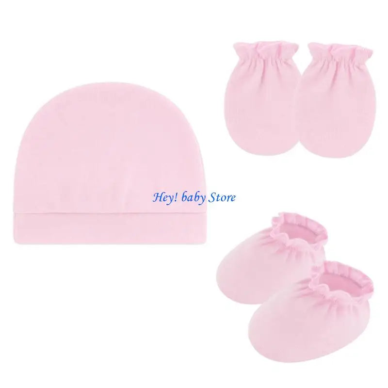 Baby Bonnet Hat Mittens & Booties 3-Piece Set | 0–6 Months