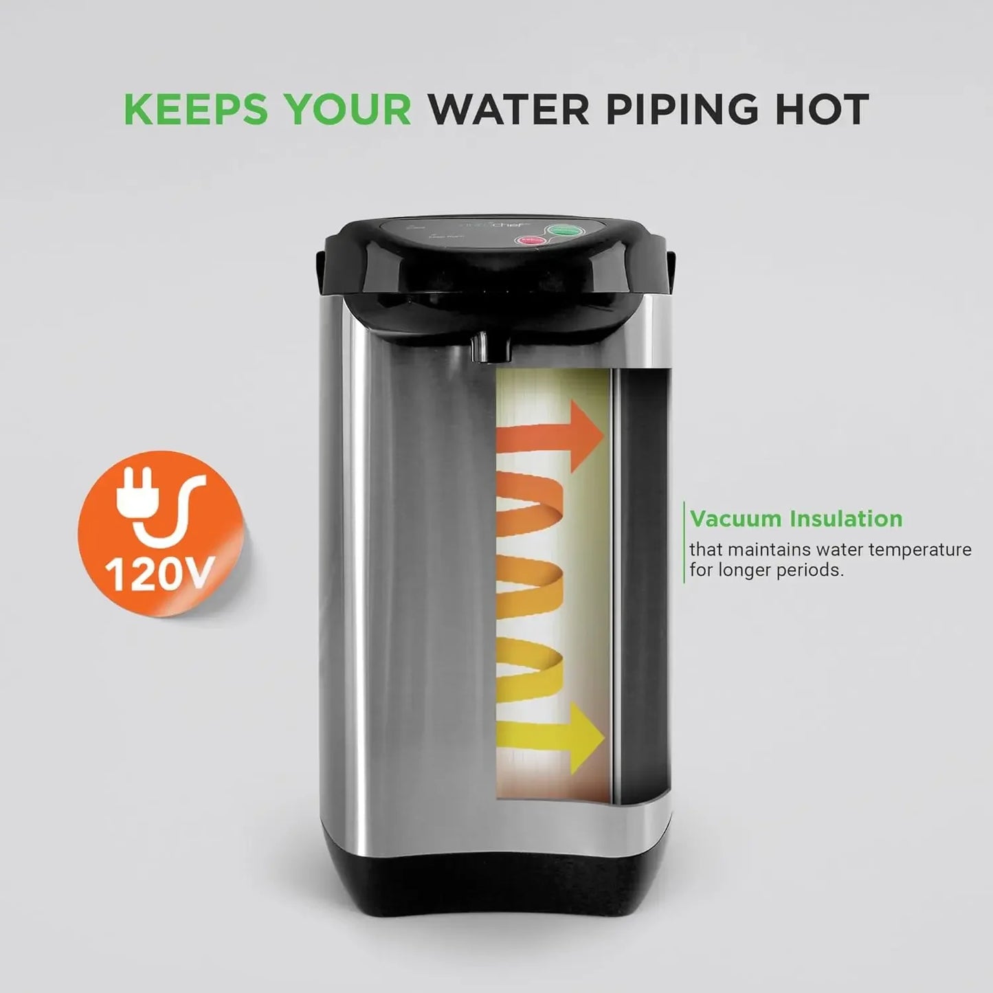 3.38 QT Insulated Stainless Steel Hot Water Dispenser with Auto/Manual Dispense, Safety Lock, Electric Kettle for Home Use Peaceful Pleasures Health and Wellness
