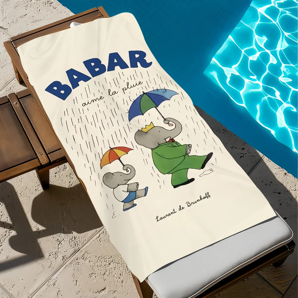 Babar Elephant Beach Towel – Quick Dry Soft Pool & Travel Towel Quick Dry Beach Towel Peaceful Pleasures Health and Wellness z2 STJ40x70CM